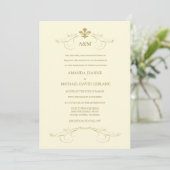 Champagne White en Gold Fleur de Lis Wedding Kaart (Staand voorkant)