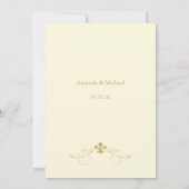 Champagne White en Gold Fleur de Lis Wedding Kaart (Achterkant)