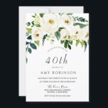 Champagne White Floral Elegant 40th Birthday Party Kaart<br><div class="desc">Champagne White Floral Elegant 40th Birthday Party Invitation Bekijk collectie in Niche en Nest Store</div>