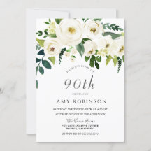 Champagne White Floral Elegant 90th Birthday Party