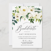 Champagne White Flowers Elegant Bachelorette Party Kaart (Voorkant)