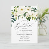 Champagne White Flowers Elegant Bachelorette Party Kaart (Staand voorkant)