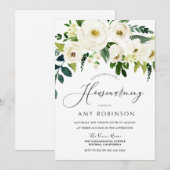 Champagne White Flowers Elegant Housewarming Party Kaart (Voorkant / Achterkant)