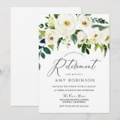 Champagne White Flowers Elegant Retirement Party Kaart (Voorkant / Achterkant)