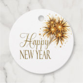 Champagne White & Gold Nieuwjaarsfeest Bedankjes Labels (Voorkant)