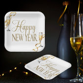 Champagne White & Gold Nieuwjaarsfeest Papieren Bordje