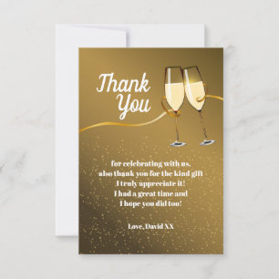 Champagne, wijn, volwassene, dank je wel bedankkaart
