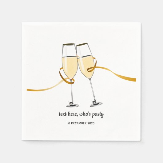 Champagne, wijn, whimsical, Cocktail Paper Napkins Servet (Voorkant)