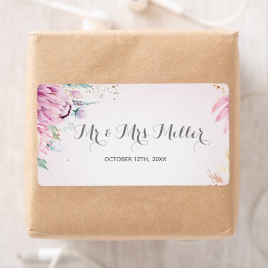 Champagne wijnfles label bloemenbruiloft (Insitu)