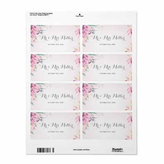 Champagne wijnfles label bloemenbruiloft (Full Sheet)