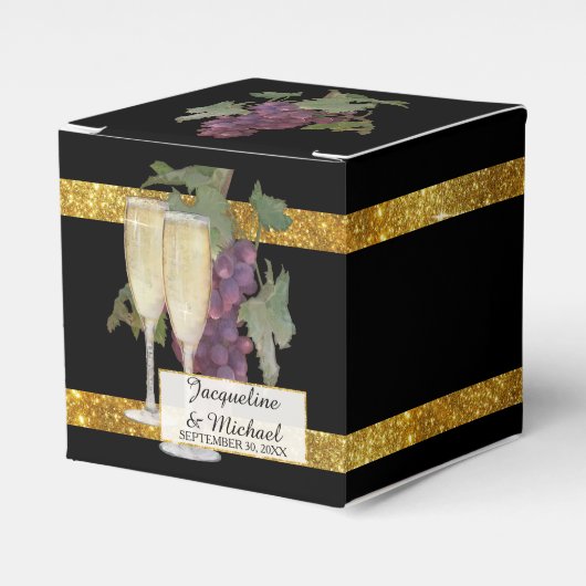 Champagne wijngaard bruiloft receptie gunst bedankdoosjes (Voorkant Zijde)