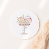 Champagne wilde bloemen bruidsdouche ronde sticker