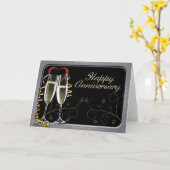 Champagne Wishes Jubileum Wenskaart Kaart (Gele Bloem)