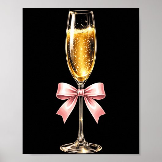 Champagne With Nk Bow For Women Luxurious New Year Poster (Voorkant)