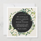 Champagne Witte Groen Bloemen Plein Huwelijk Kaart (Voorkant)