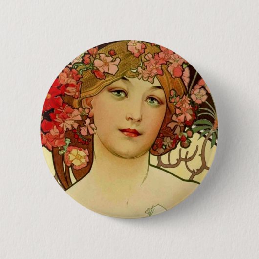 Champagne Woman 1897 - F. Champenois Imprimeur Ronde Button 5,7 Cm (Voorkant)