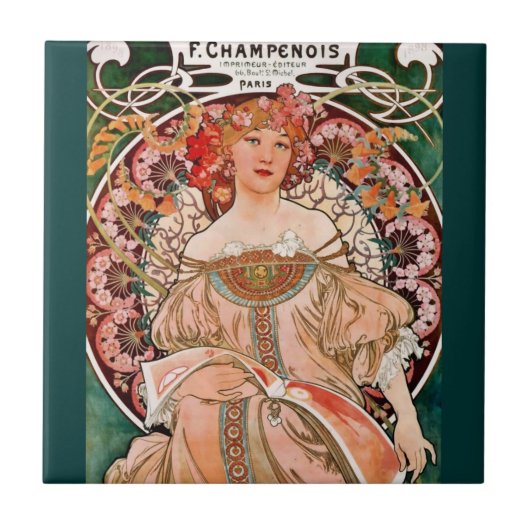 Champagne Woman - F. Champenois Imprimeur Tegeltje (Voorkant)