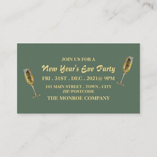 Champagne & Wreath, New Year's Eve Party Ticket Informatiekaartje (Achterkant)