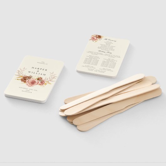 champagne zacht roze roze rotsbruin handwaaier (Niet-gemonteerd)