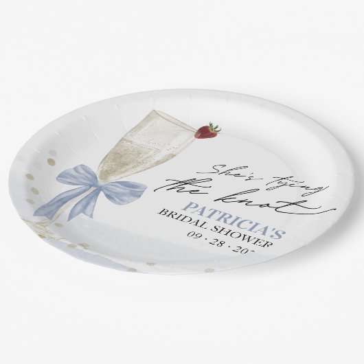 Champagne Ze bindt het knoop Vrijgezellenfeest Papieren Bordje (Gekanteld)