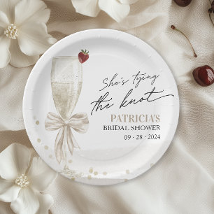 Champagne Ze bindt het knoop Vrijgezellenfeest Papieren Bordje