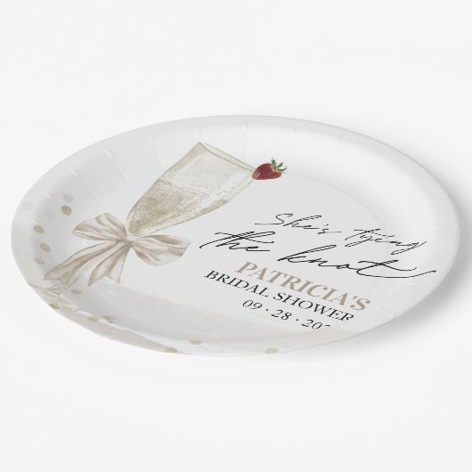 Champagne Ze bindt het knoop Vrijgezellenfeest Papieren Bordje (Gekanteld)