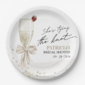 Champagne Ze bindt het knoop Vrijgezellenfeest Papieren Bordje (Voorkant)