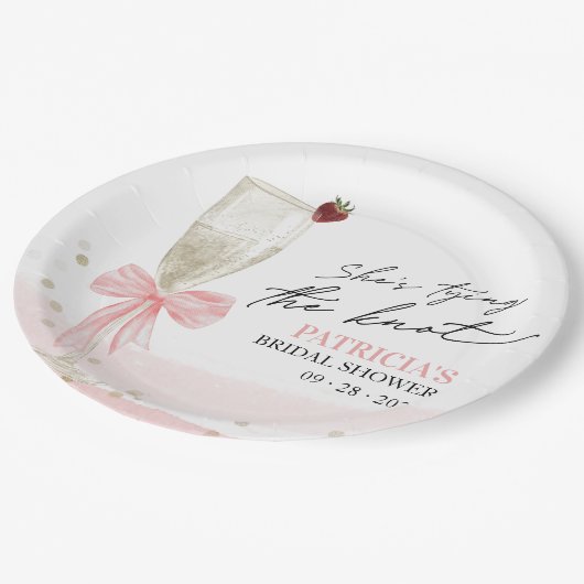 Champagne Ze gaat trouwen Bruidsuitnodiging Papieren Bordje (Gekanteld)