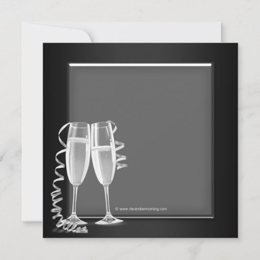 Champagne Zilver Zwart Masquerade Party Kaart (Achterkant)
