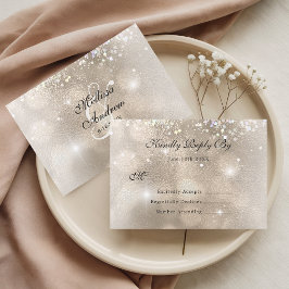 Champagne Zilveren Glitter Bruiloft Horizontaal RSVP Kaartje