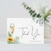 Champagne Zonnebloem Bruiloftsontbijt Bedankkaart (Staand voorkant)