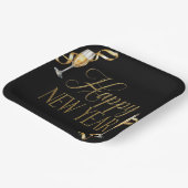 Champagne Zwart & Goud Oudejaarsfeest Papieren Bordje (Gebogen)