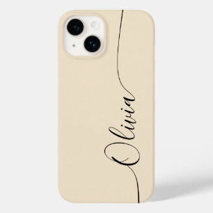 Champagne Zwarte Elegante Calligrafie Script Naam Case-Mate iPhone 14 Hoesje