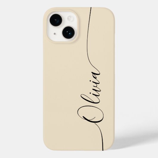 Champagne Zwarte Elegante Calligrafie Script Naam Case-Mate iPhone Case (Achterkant)