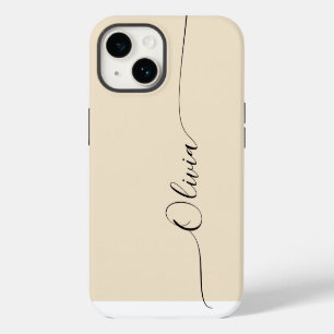 Champagne Zwarte Elegante Calligrafie Script Naam iPhone 14 Hoesje