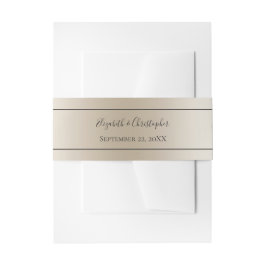 Champagne Zwarte Formele Elegante Script Bruiloft Uitnodigingen Wikkel
