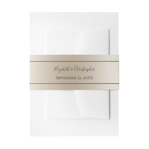 Champagne Zwarte Formele Elegante Script Bruiloft  Uitnodigingen Wikkel