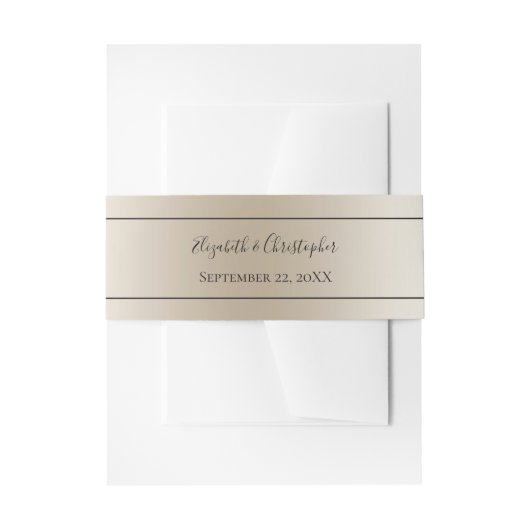 Champagne Zwarte Formele Elegante Script Bruiloft Uitnodigingen Wikkel (Voorkant Voorbeeld)
