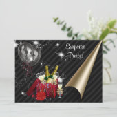 Champagneballonnen Black Surprise Verjaardagsfeest Kaart (Staand voorkant)