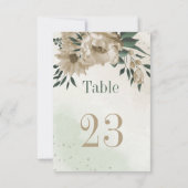 champagnebloemen greenery botanical table number kaart (Achterkant)
