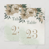 champagnebloemen greenery botanical table number kaart (Voorkant / Achterkant)