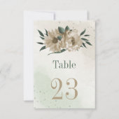 champagnebloemen greenery botanical table number kaart (Voorkant)