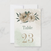champagnebloemen greenery botanical table number kaart (Achterkant)