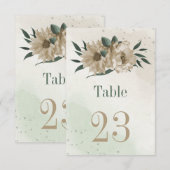 champagnebloemen greenery botanical table number kaart (Voorkant / Achterkant)