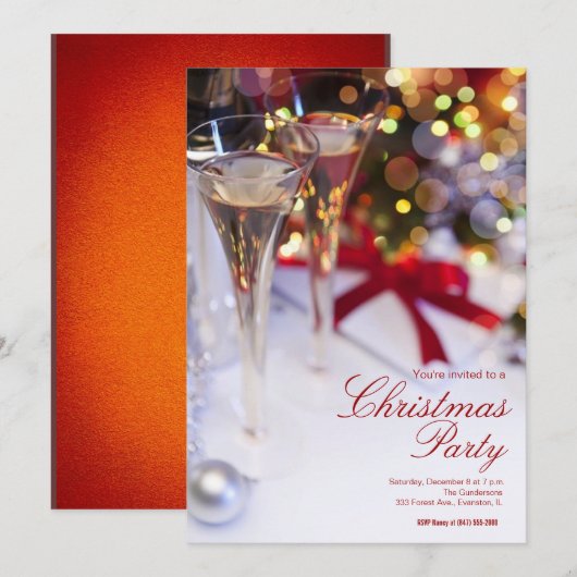 champagnebril kerstfeest uitnodiging (Voorkant / Achterkant)