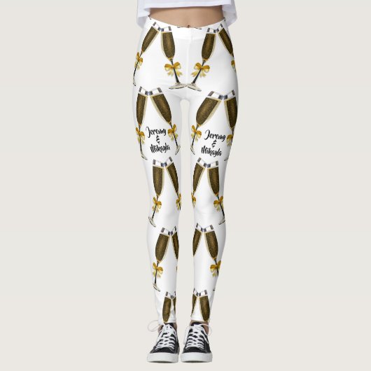 Champagnebril met Golden Bows Leggings (Voorkant)