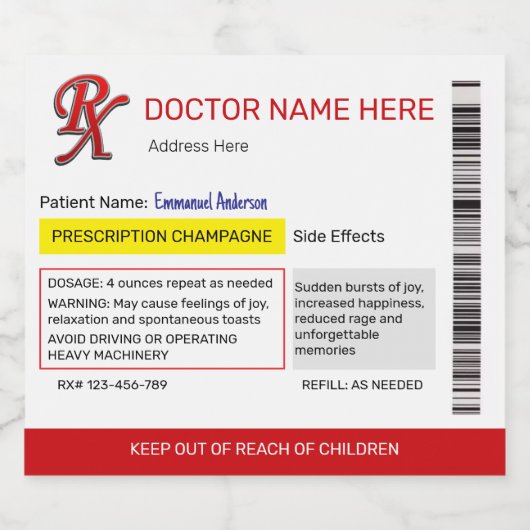 Champagneetiket op recept sparkling wijnetiket (Enkel label)
