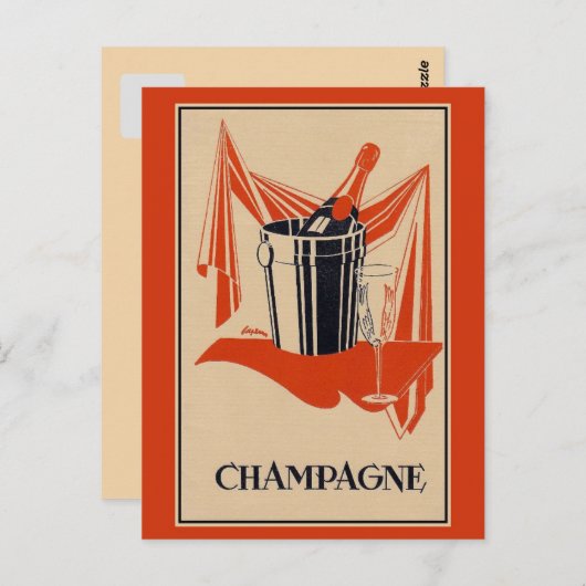  champagnefeest en verjaardag briefkaart (Voorkant / Achterkant)