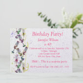 Champagnefeest/ Verjaardag Kaart (Staand voorkant)