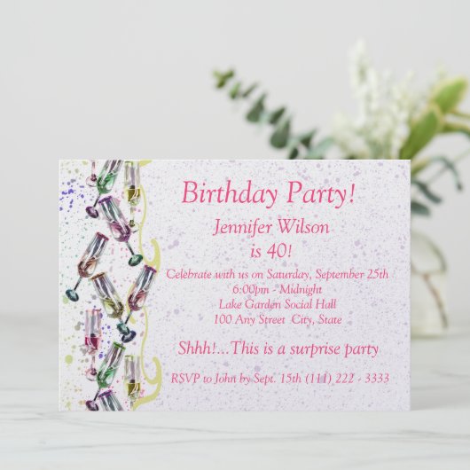 Champagnefeest/ Verjaardag Kaart (Staand voorkant)